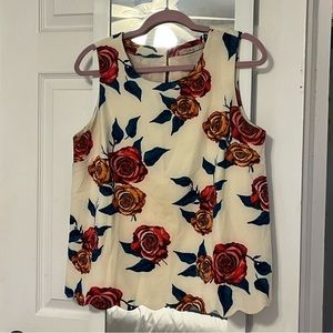 Floral tank/shell with scalloped bottom